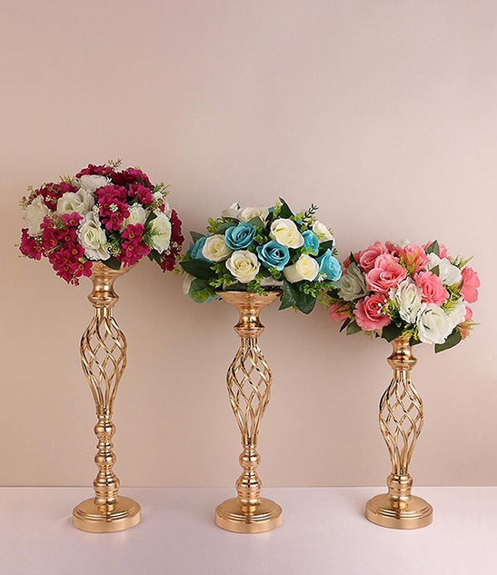 Stojak na kwiaty złoty KIELICH kwietnik 52cm