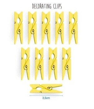 Klamerki spinacze ozdobne 3,5cm x 10szt - żółte