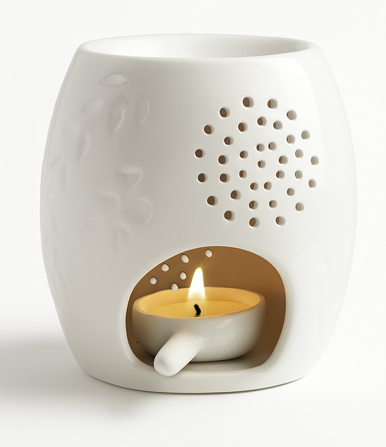 Kominek ceramiczny biały do aromaterapii 12,5 cm szkliwiony dekoracyjny