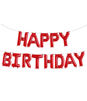 Balony foliowe napis HAPPY BIRTHDAY czerwony 40cm
