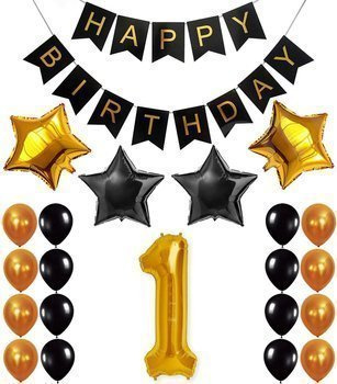 Zestaw urodzinowy czarno złoty + dowolna cyfra