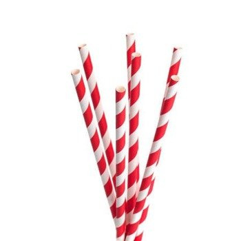 Słomki papierowe SPIRAL czerwone EKO 25szt.