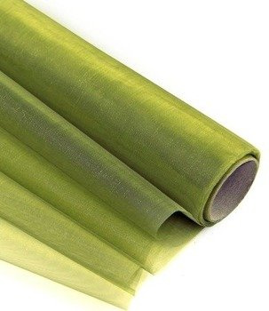 Organza obszyta 36cm x 9m oliwkowa – Materiał do dekoracji
