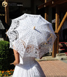 Komplet ślubny Mariboutique – parasol i wachlarz koronkowy ECRU vintage