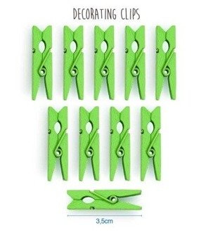 Klamerki spinacze ozdobne 3,5cm x 10szt - zielone