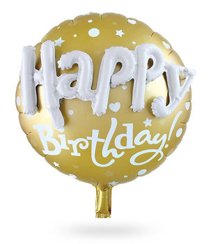 Balon foliowy 3D złoty HAPPY BIRTHDAY 
