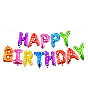 Balony foliowe napis HAPPY BIRTHDAY color 40cm