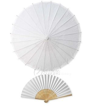 Parasolka i Wachlarz Komplet Paper Ślub Wesele Dekoracje