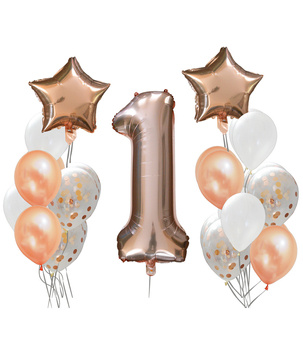 Zestaw balonów na 1 urodziny Rose Gold