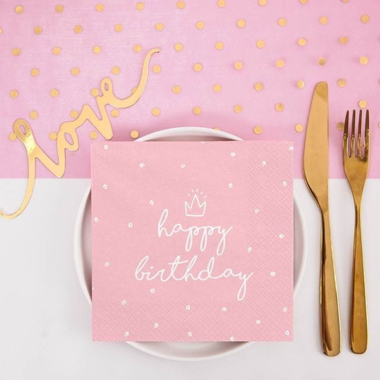 Serwetki ze wzorem różowe - 20szt