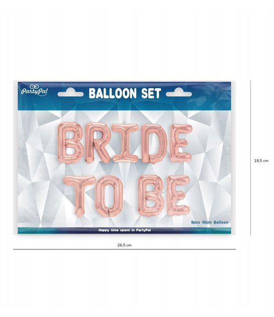 Balony foliowe Bride To Be, 9 szt., golden rose, 40 cm