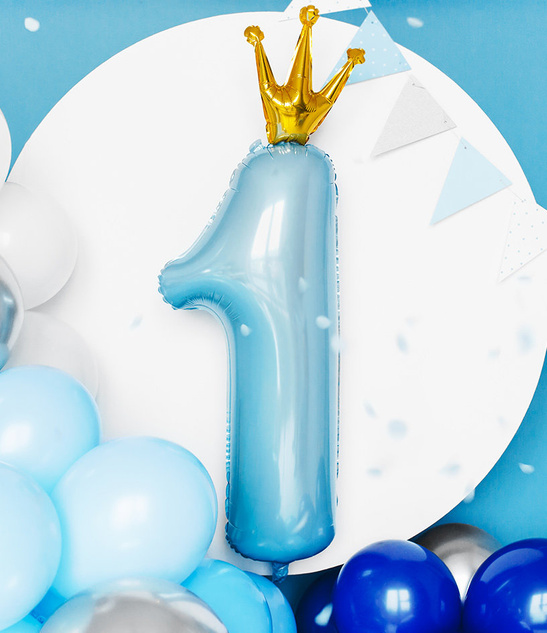 Balon foliowy 100cm - niebieska cyfra 1