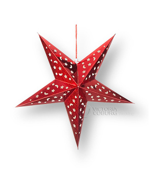 Lampion Gwiazda 60 cm Czerwona Hologram – Dekoracja Świąteczna