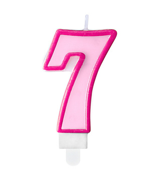 Świeczka urodzinowa różowa cyferka 7 siedem