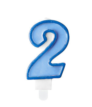 Świeczka urodzinowa niebieska cyferka 2 dwa