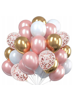 Zestaw Balonów 30 szt. Rose Gold – na Wesele, Urodziny, Przyjęcia