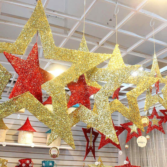 Lampion GWIAZDA 3D brokatowa 30cm - złota