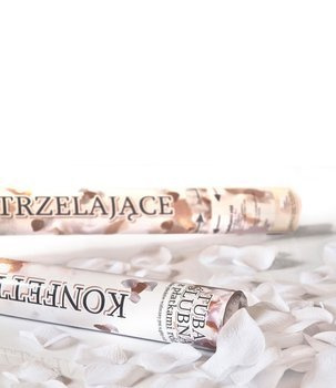 Tuba strzelająca KONFETTI 60cm PŁATKI RÓŻ- biała