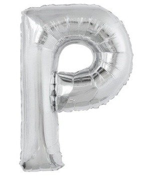 Balon foliowy 100cm - srebrna litera P