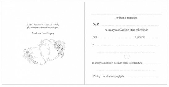 Zaproszenia ślubne - różowe - 10 szt.