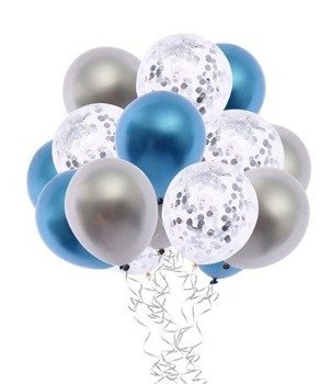 Balony metaliczne zestaw niebieski - 15szt