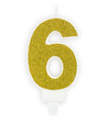 Świeczka urodzinowa złoty brokat cyfra 6 sześć