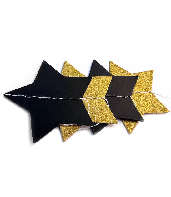Girlanda papierowa GWIAZDKI czarno-złoto-białe 2M
