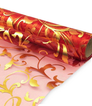Materiał ORGANZA BIEŻNIK 36cm x 9m - czerwony