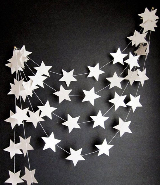Girlandy papierowe - GWIAZDKI SREBRNE 4,5M