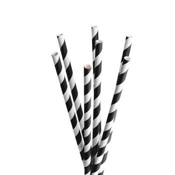 Słomki papierowe SPIRAL czarne EKO 25szt.