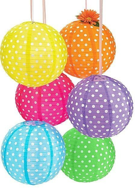 Lampion KULA papier DOT 30cm - różowy