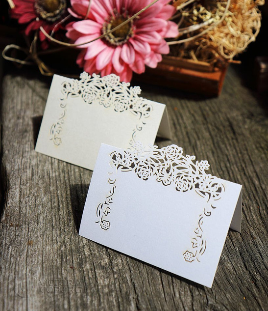 Wizytówki winietki ORNAMENT biały 10szt.