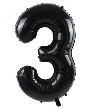Balon foliowy 100cm - czarna cyfra 3