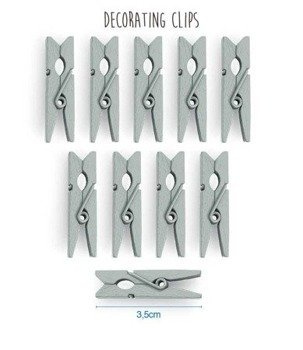 Klamerki spinacze ozdobne 3,5cm x 10szt - szare