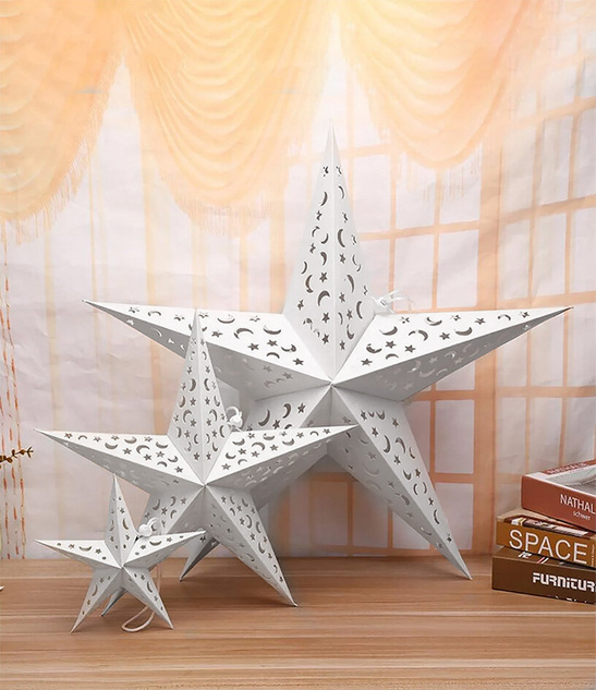 Lampion Gwiazda 60 cm Granatowy Hologram – Dekoracja Świąteczna