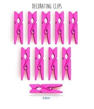 Klamerki spinacze ozdobne 3,5cm x 10szt - fuksja