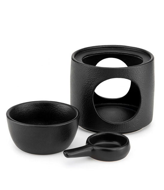Ceramiczny kominek zapachowy czarny – aromaterapia, dekoracja, relaks
