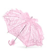 Różowa koronkowa parasolka z krótką rączką – dodatek na komunię i ślub