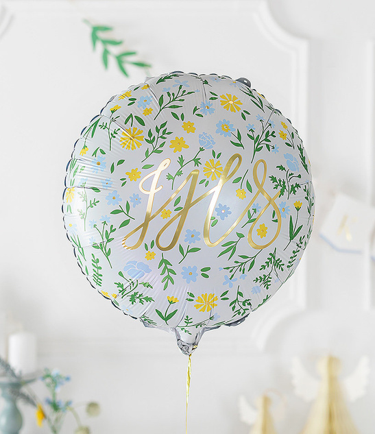 Balon foliowy IHS I Komunia Święta BOHO