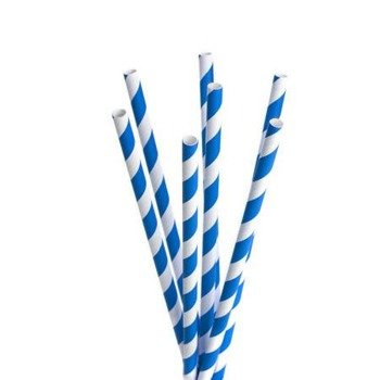 Słomki papierowe SPIRALniebieskie EKO 25szt.