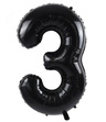 Balon foliowy 100cm - czarna cyfra 3