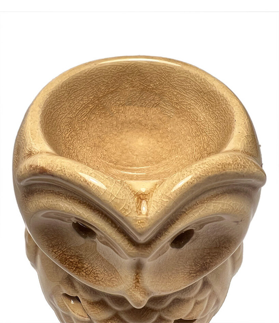 Podgrzewacz kominek do aromaterapii sowa miodowy, 10,5 cm, ceramiczny