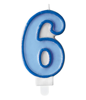 Świeczka urodzinowa niebieska cyferka 6 sześć