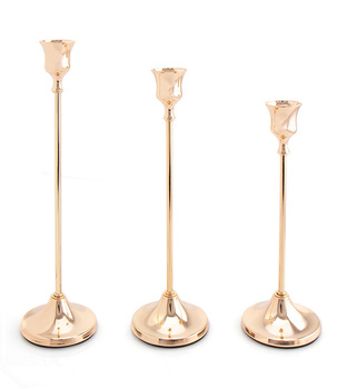 Świeczniki metalowe złote GLAMUR 3szt - 23cm