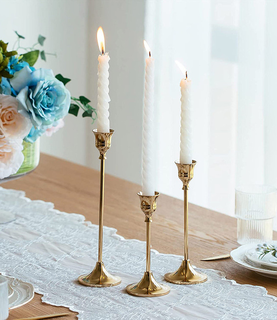 Świeczniki metalowe złote GLAMUR 3szt - 23cm