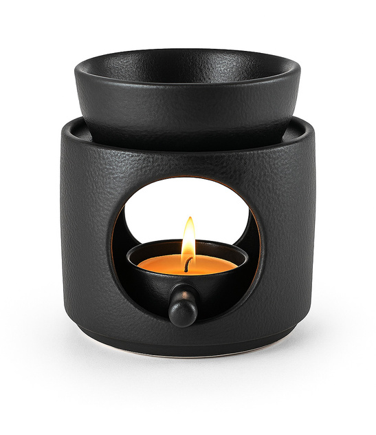 Ceramiczny kominek zapachowy czarny – aromaterapia, dekoracja, relaks