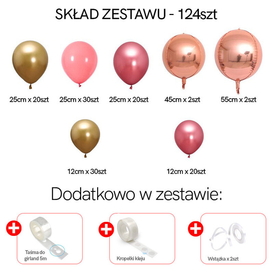 Zestaw do tworzenia GIRLANDY BALONOWEJ 124szt.