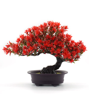 Eleganckie, sztuczne drzewko bonsai czerwone