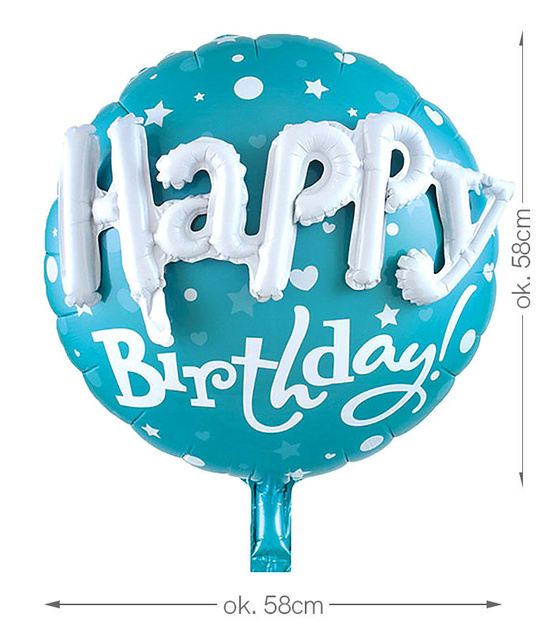 Balon foliowy 3D błękitny HAPPY BIRTHDAY