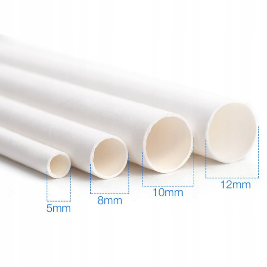 Słomki papierowe BIAŁE fi 5mm EKO 25szt.